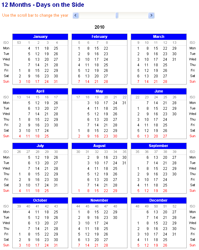 Excel Calendar Spreadsheet 2010